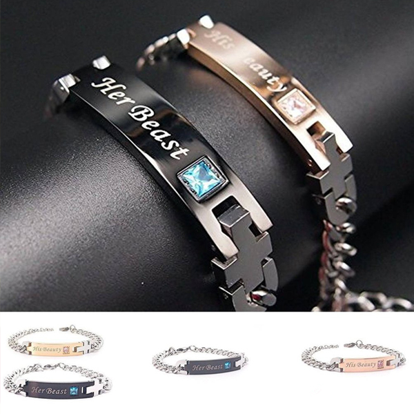 |His Beauty| and |Her Beast| Titanium Couple Bracelets