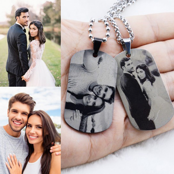 Titanium Steel Engraved Photo Necklace