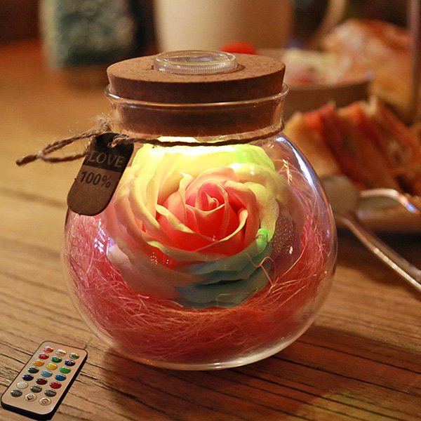 Bloom - LED Rose Bottle Lamp