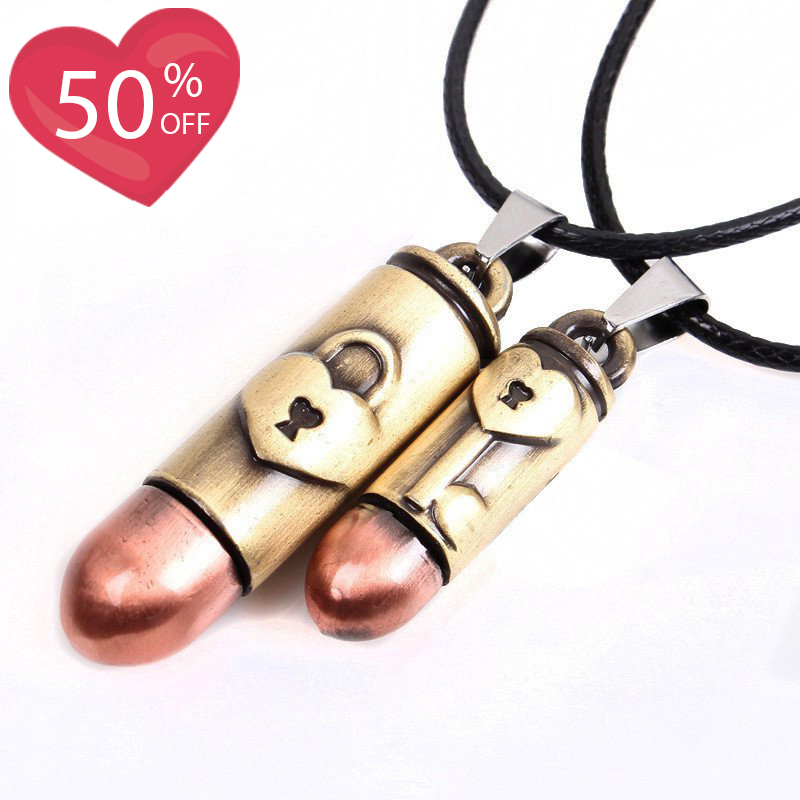 Bullet Pendant Lovers Copper Brass Couple Necklaces For A Pair（a set）