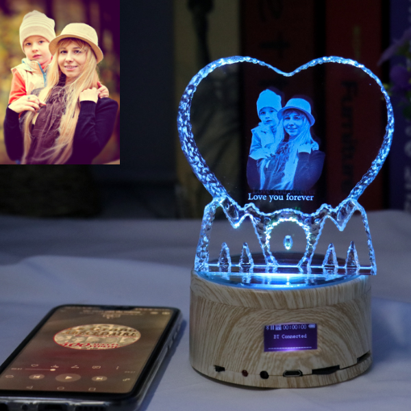 Personalized Photo 3D Crystal Music Light - MOM