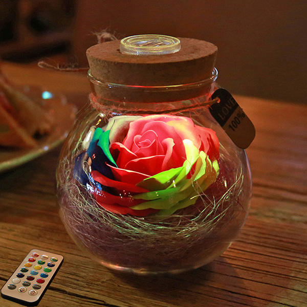 Bloom - LED Rose Bottle Lamp