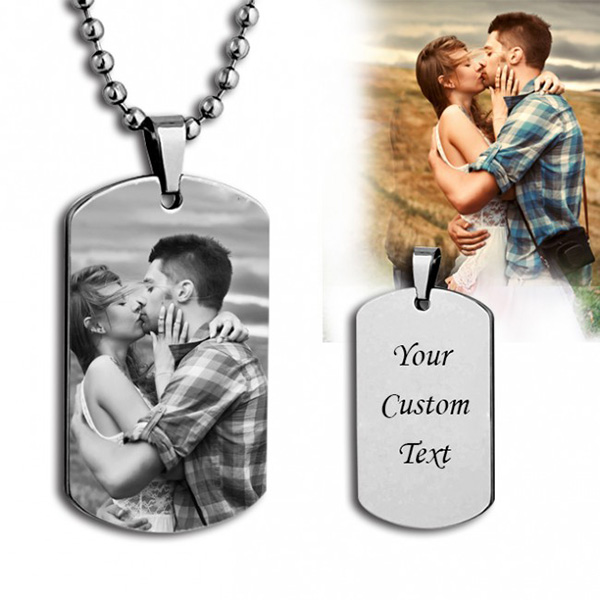 Titanium Steel Engraved Photo Necklace